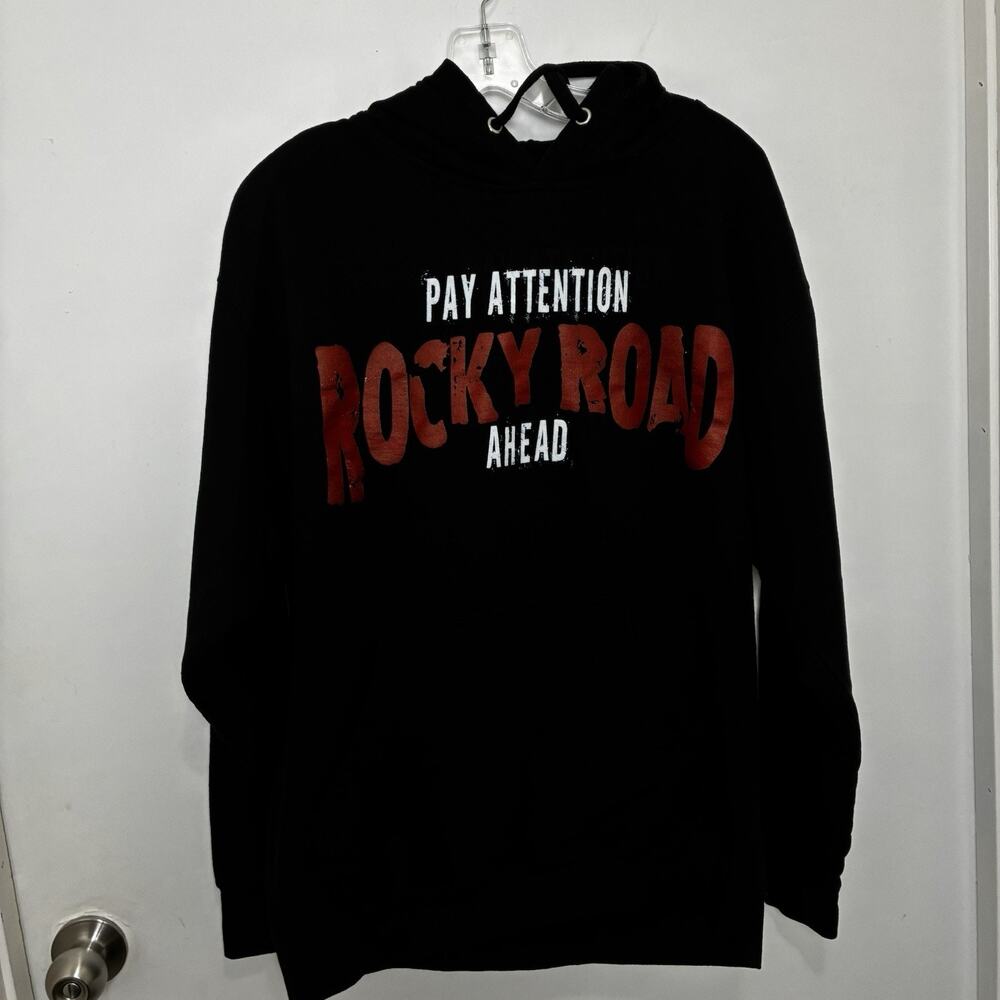 Motorcycle Pullover Hoodie by MBY Men’s Large Black and Red Graphic Print